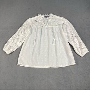 Express White Eyelet Peasant Blouse